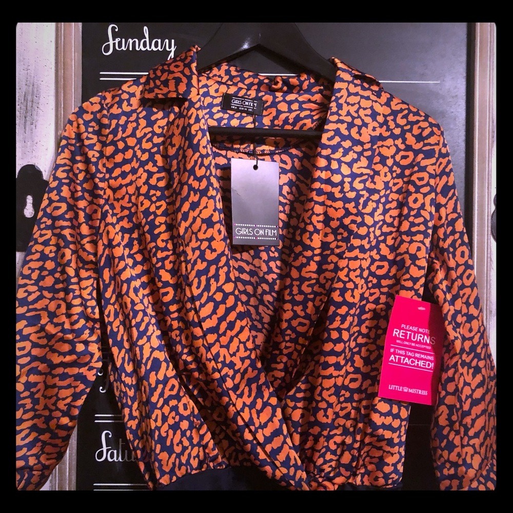 Little Mistress Leopard Mock Wrap Bodysuit